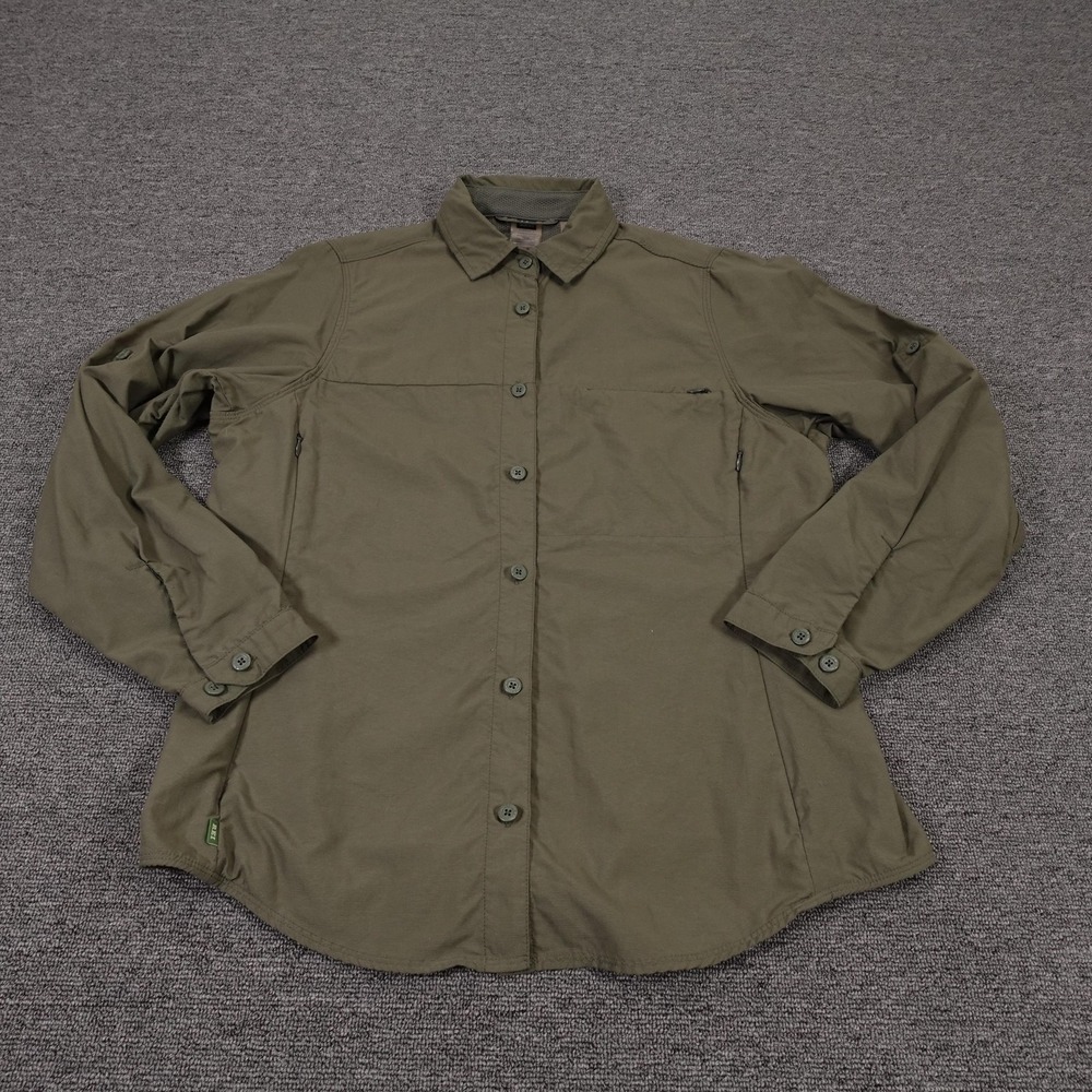 REI Shirt Womens Large Green Vented Lightweight UPF 30 Hiking Camping
